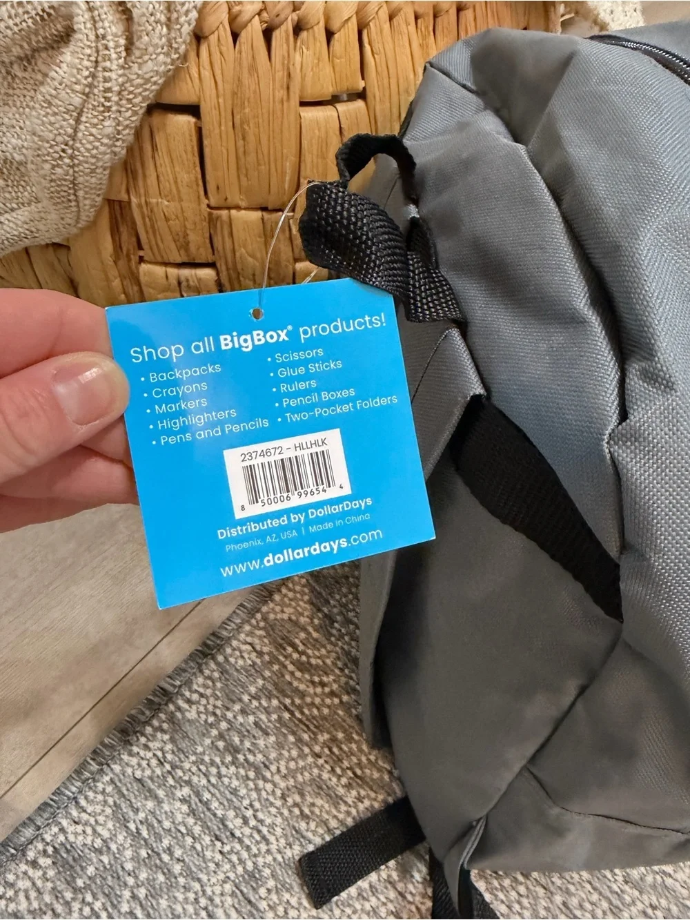 New Kids Gray Everyday Backpack 15” Classic Zip Book Bag with Front Zip Pocket